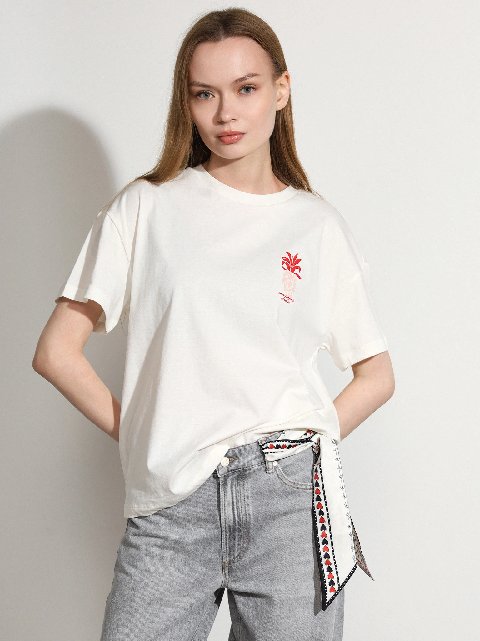 Футболка молочного цвета из хлопка